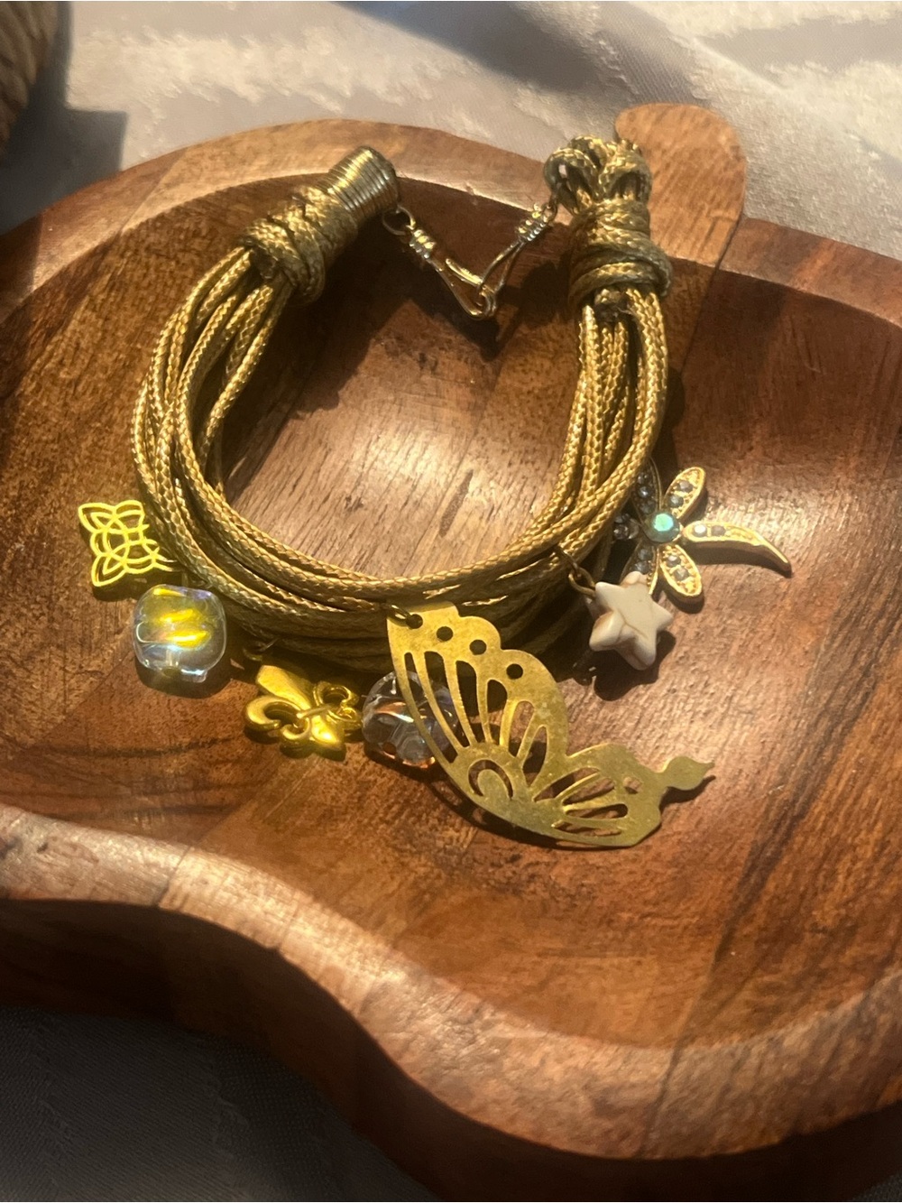 Gold Multi-Strand Butterfly Charm Bracelet for Women